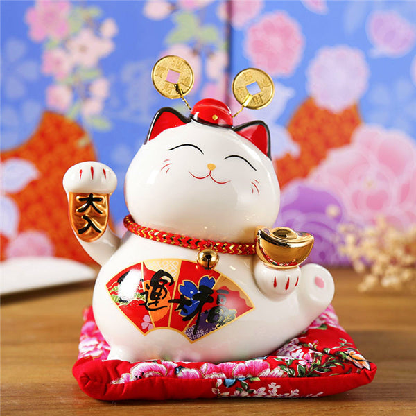 4/6 inch Ceramic Maneki Neko Piggy Bank Creative Home Decoration Porcelain Ornaments Business Gifts Lucky Crafts Lucky Cat Gifts