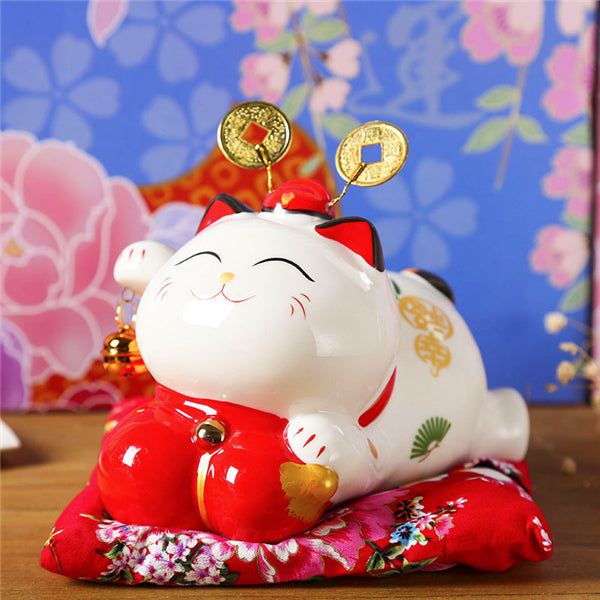 4/6 inch Ceramic Maneki Neko Piggy Bank Creative Home Decoration Porcelain Ornaments Business Gifts Lucky Crafts Lucky Cat Gifts