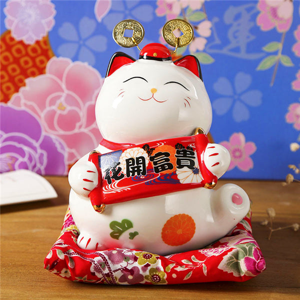 4/6 inch Ceramic Maneki Neko Piggy Bank Creative Home Decoration Porcelain Ornaments Business Gifts Lucky Crafts Lucky Cat Gifts