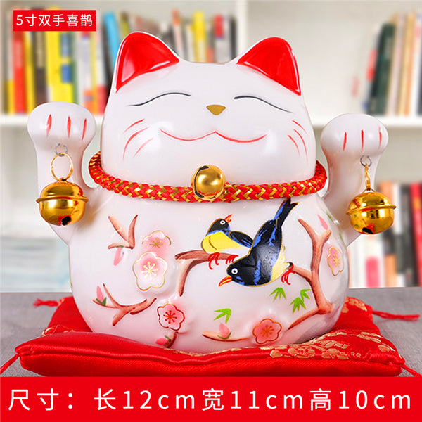 4/6 inch Ceramic Maneki Neko Piggy Bank Creative Home Decoration Porcelain Ornaments Business Gifts Lucky Crafts Lucky Cat Gifts