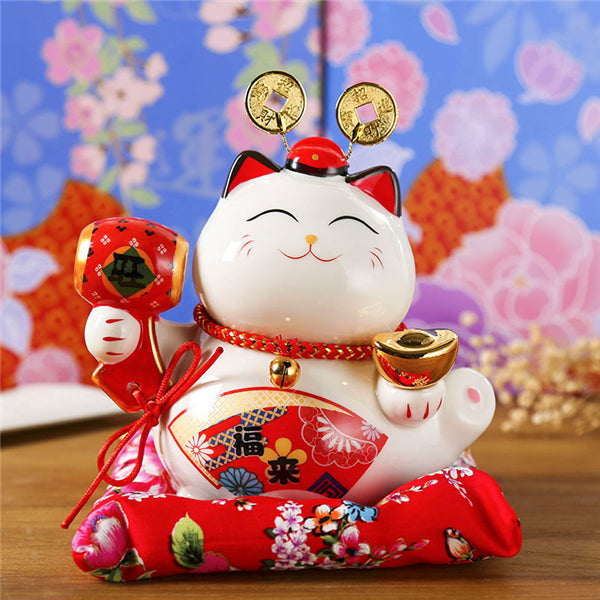 4/6 inch Ceramic Maneki Neko Piggy Bank Creative Home Decoration Porcelain Ornaments Business Gifts Lucky Crafts Lucky Cat Gifts