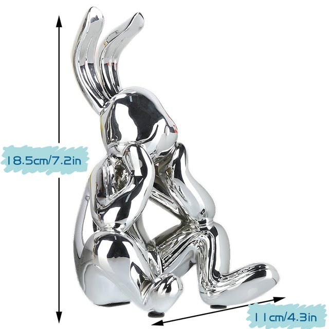 Shiny Rabbit Statue Electroplated Home Decoration Figurines Nordic Animal Art Ornaments Living Room Office Desk Sculpture