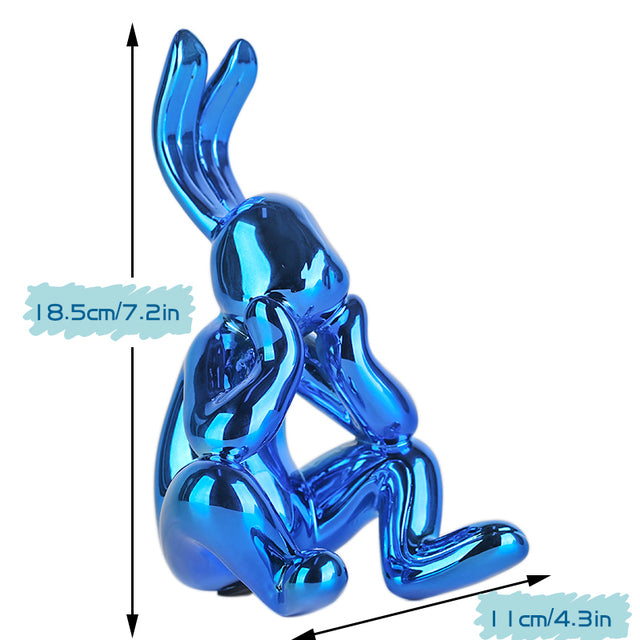 Shiny Rabbit Statue Electroplated Home Decoration Figurines Nordic Animal Art Ornaments Living Room Office Desk Sculpture