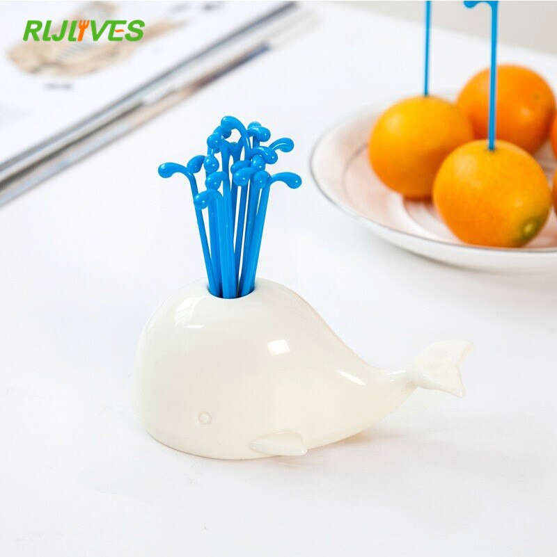 1 Set Cute Beluga White Whale Kitchen Accessories Cooking Fruit Vegetable Tools Gadgets For Party Home Decor Hall Fruit Fork Set