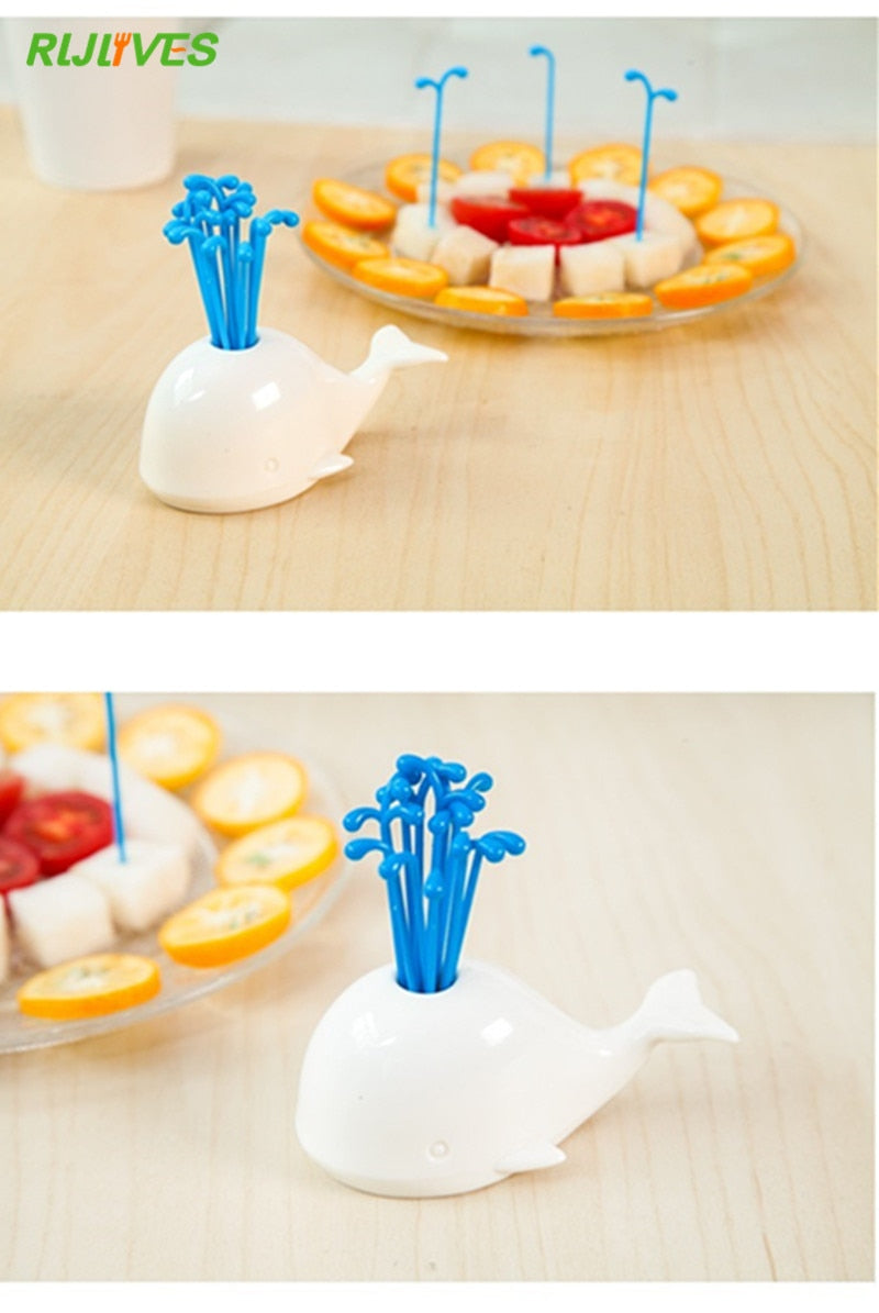 1 Set Cute Beluga White Whale Kitchen Accessories Cooking Fruit Vegetable Tools Gadgets For Party Home Decor Hall Fruit Fork Set