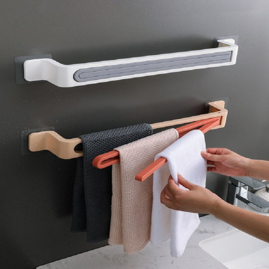 Punch-free paste bathroom Degree Rotating Towel Multifunction Wall Mounted Towel Holder Kitchen Storage Rack Bathroom Supply