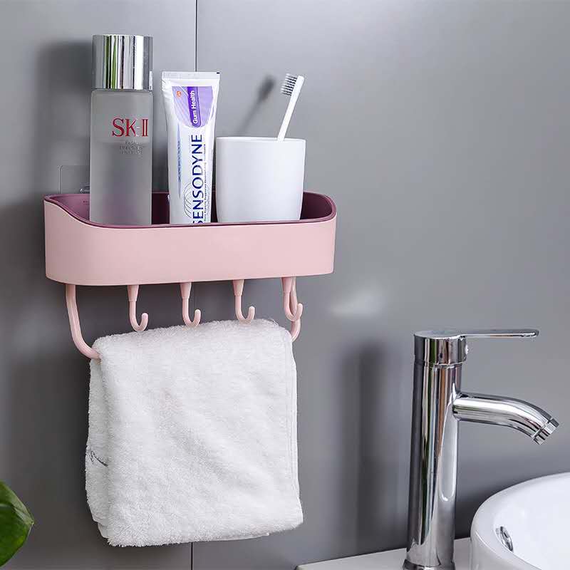 Set Bathroom Shelf No Drill Organizer Wall Mounted Shampoo Spices Shower Storage Rack Holder Bathroom Accessories