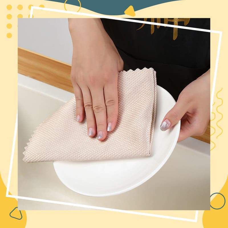 Kitchen Anti-grease wiping rags efficient Super Absorbent Microfiber Cleaning Cloth home washing dish kitcheFish scale rag towel