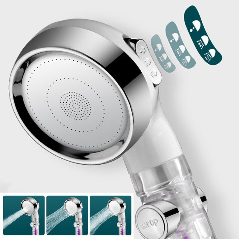 3-Modes Powerful Pressurized shower Water Saving Spray Shower Head Bathroom Hand-held Pressurized Massage Shower Head