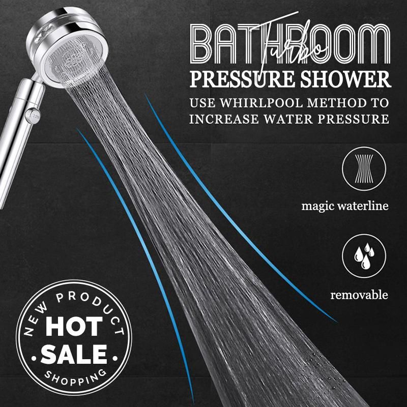 Adjustable Jetting Turbocharged Shower 8K Mirror Water Stop Shaking Head Shower Bathroom Hand-held Water Saving Spray Shower