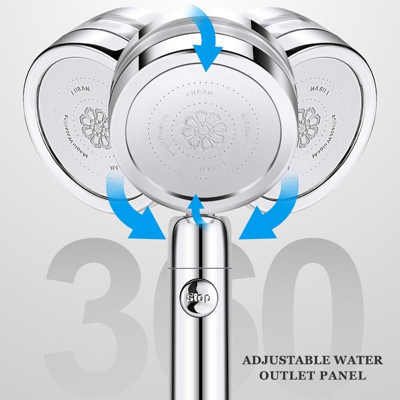 Adjustable Jetting Turbocharged Shower 8K Mirror Water Stop Shaking Head Shower Bathroom Hand-held Water Saving Spray Shower