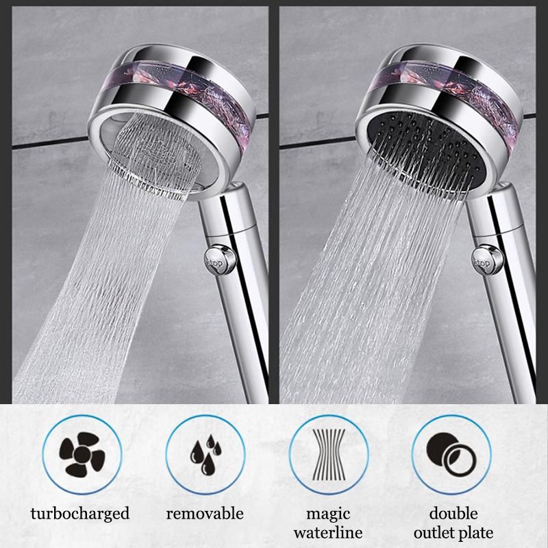 Adjustable Jetting Turbocharged Shower 8K Mirror Water Stop Shaking Head Shower Bathroom Hand-held Water Saving Spray Shower