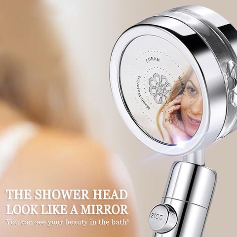 Adjustable Jetting Turbocharged Shower 8K Mirror Water Stop Shaking Head Shower Bathroom Hand-held Water Saving Spray Shower