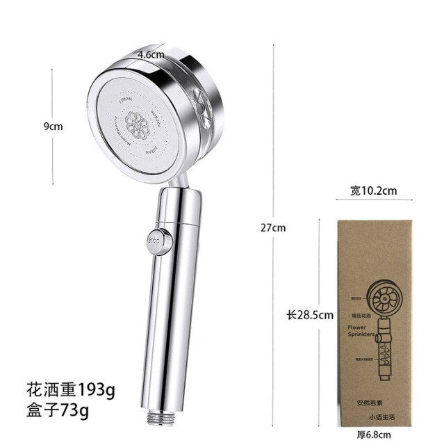 Adjustable Jetting Turbocharged Shower 8K Mirror Water Stop Shaking Head Shower Bathroom Hand-held Water Saving Spray Shower