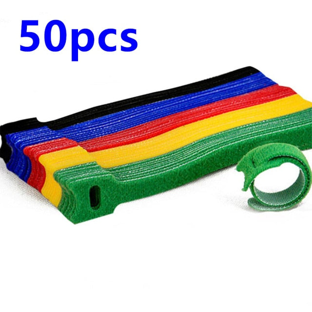 50pcs /100pcs Releasable Cable Ties Colored Plastics Reusable Cable ties Nylon Loop Wrap Zip Bundle Ties T-type Cable Tie Wire